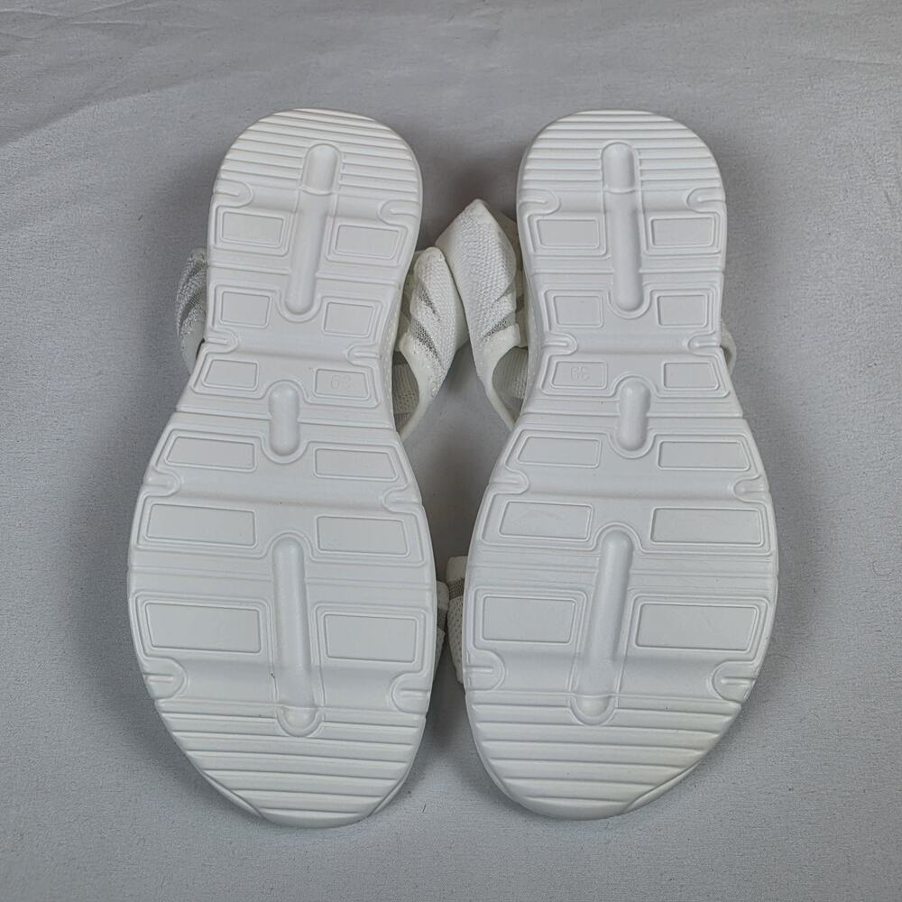 Womens White Knit Stretch Sandals Size 39 Open Toe Comfort Slip On Casual - Picture 4 of 6